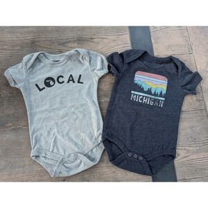 Home Free Michigan Baby Bodysuit Bundle 6/9M Local Retro Sunset 2pk